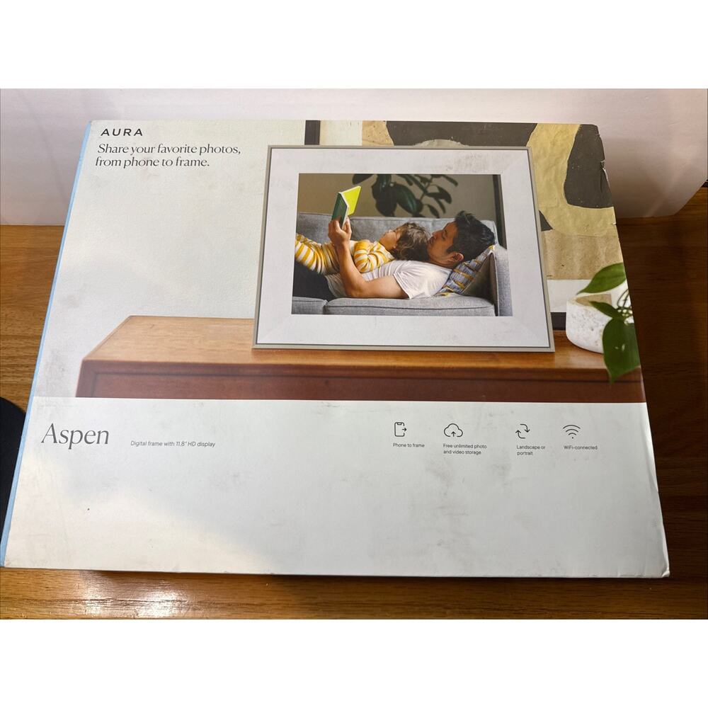 Aura 11.8" Aspen Digital Photo Picture Frame, Clay with Paper Mat - AF213-MWHT